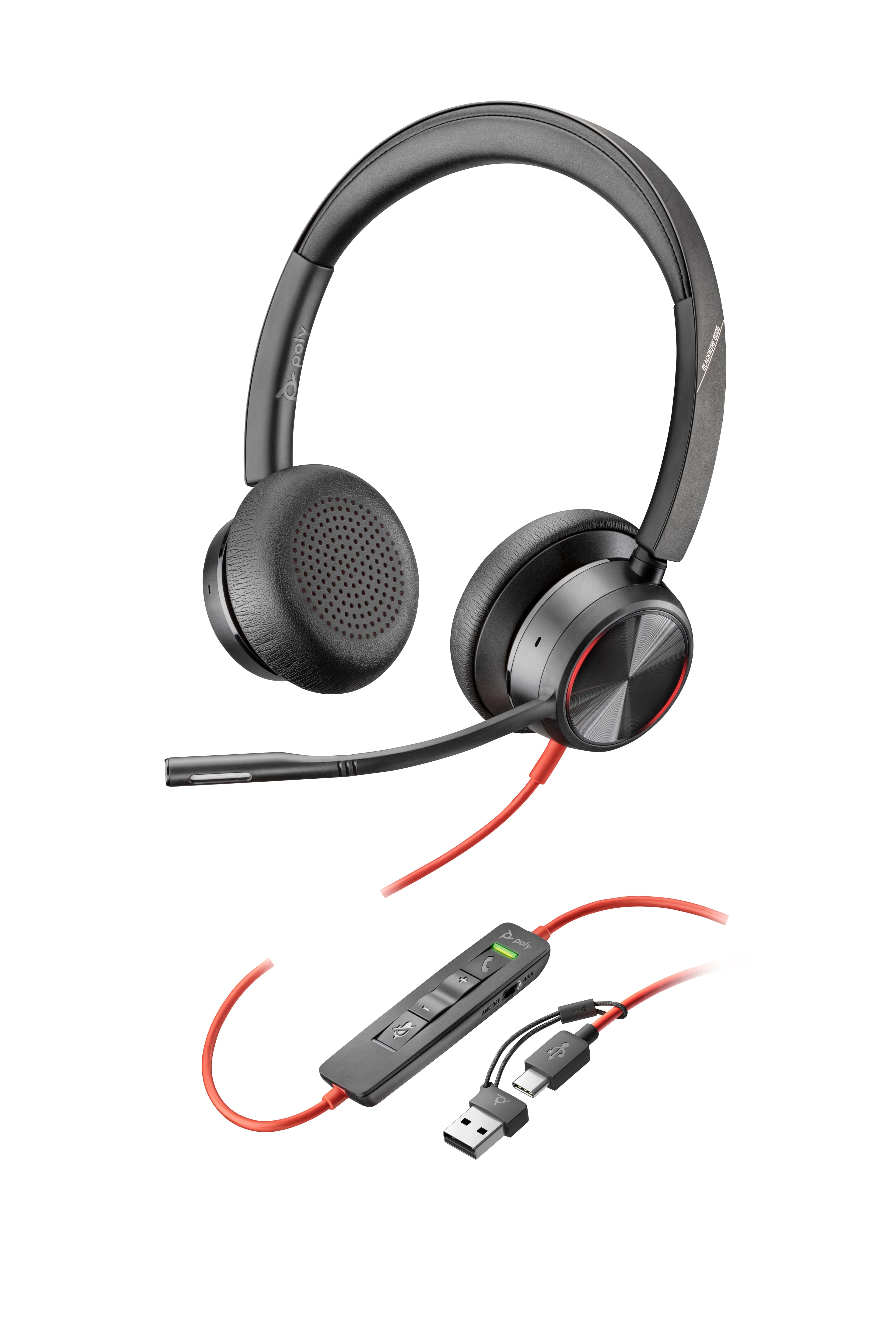 Poly Blackwire 8225 Stereo USB-C Headset + USB-C/A Adapter